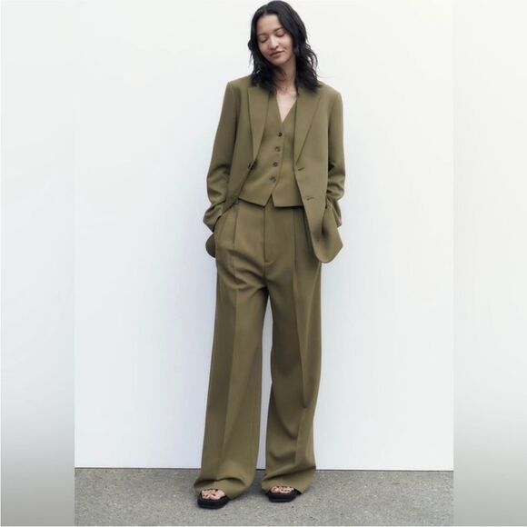 Zara Pants - Zara dark Tan/ slightly Green slouchy trousers